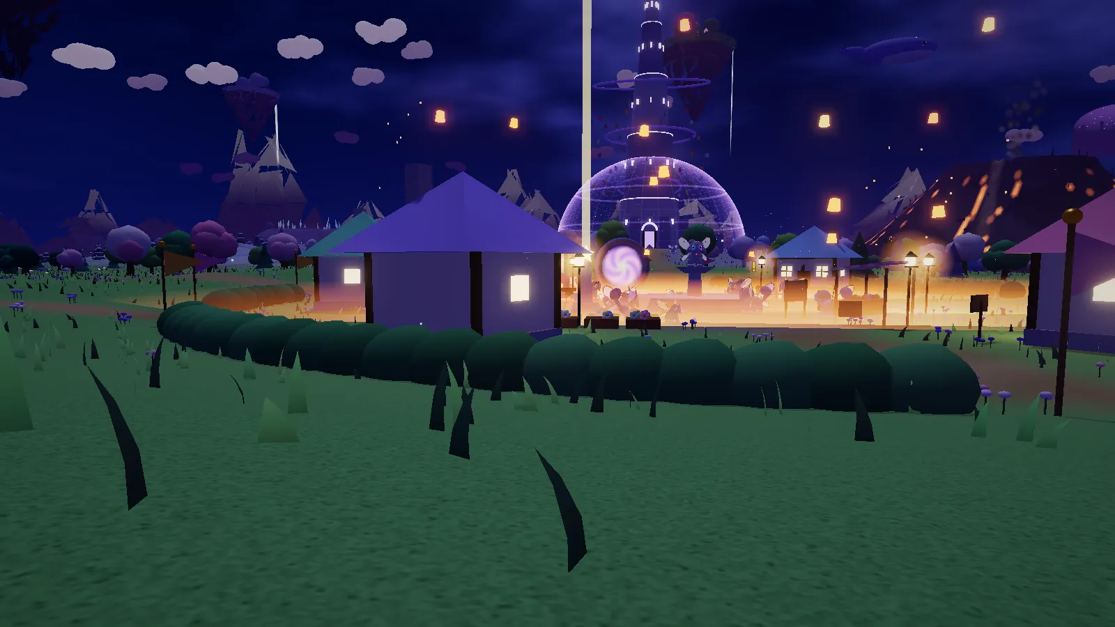 Hearthwhisker Village at night